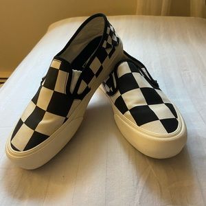 Vans large checkered slip-ons